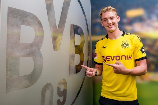 brandt 23 lured from bayer leverkusen joins new signing thorgan hazard the younger brother of chelsea star eden at the club who also snapped up german international defender nico schulz in a transfer blitz photo dortmund twitter