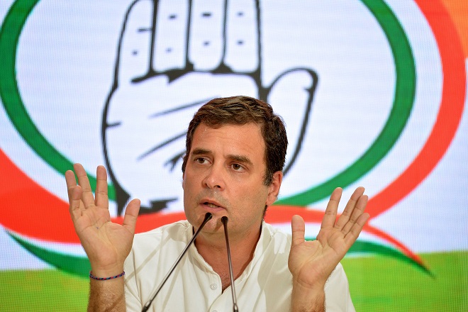 indian national congress party president rahul gandhi gestures as he speaks during a press conference photo afp