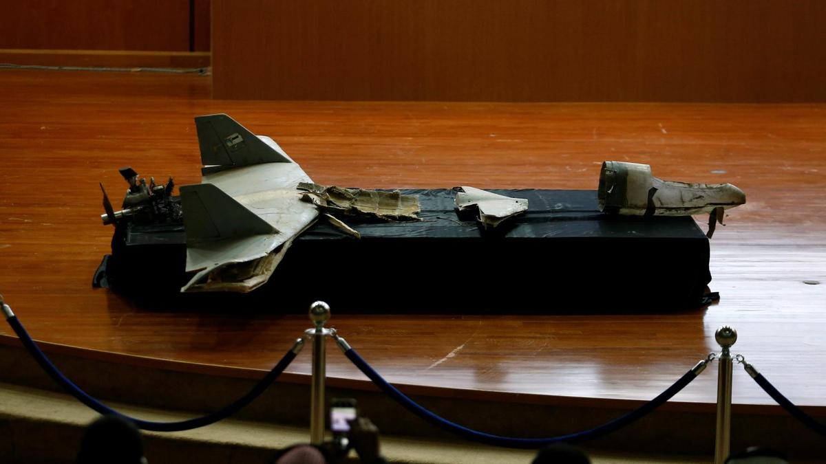 file photo of destroyed drone is seen at the news conference in riyadh photo reuters