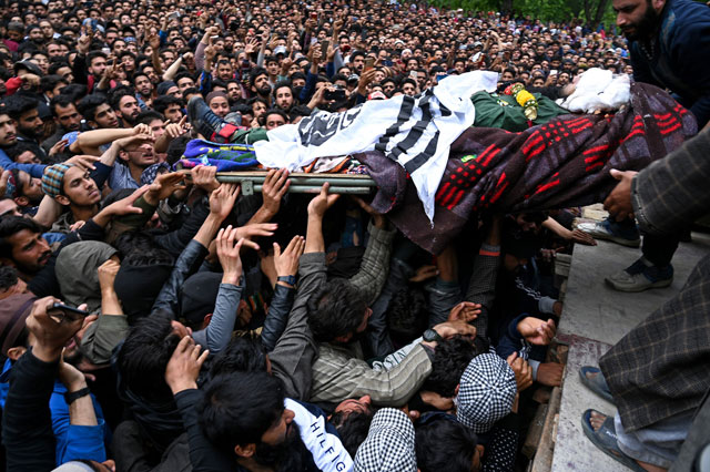 zakir musa and his associate was martyred by indian troops during a cordon and search operation in pulwama district photo afp file