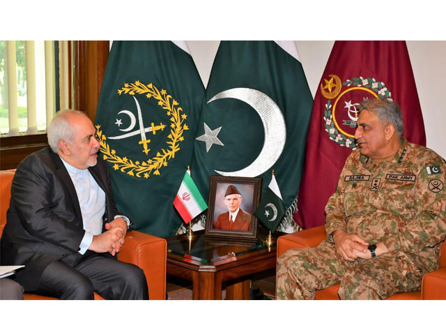 iranian foreign minister javad zarif calls on coas general qamar bajwa at the ghq rawalpindi on friday photo ispr