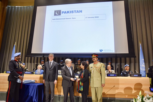 the posthumous award was received by pakistan s ambassador to the un maleeha lodhi photo radio pak