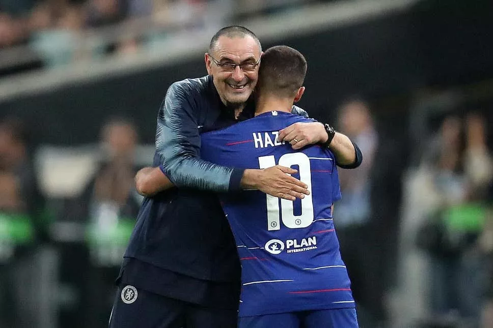 eden hazard scored twice including from the penalty spot after olivier giroud and pedro rodriguez had netted to put the blues in control in azerbaijan photo afp eden hazard scored twice including from the penalty spot after olivier giroud and pedro rodriguez had netted to put the blues in control in azerbaijan photo afp