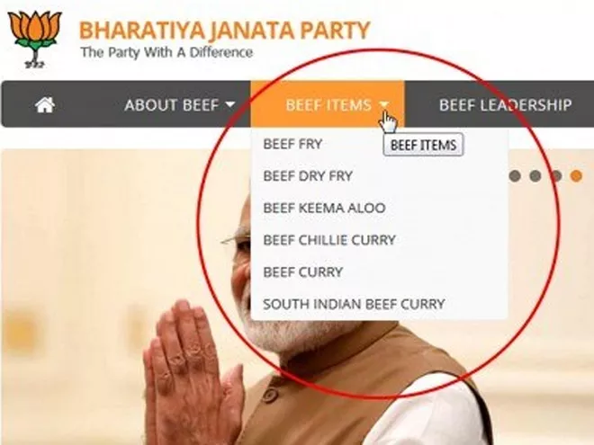 navigation bar has been edited to replaced word bjp with the word beef navigation bar has been edited to replaced word bjp with the word beef
