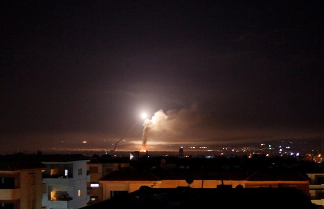 missile fire is seen from damascus syria may 10 2018 photo reuters missile fire is seen from damascus syria may 10 2018 photo reuters