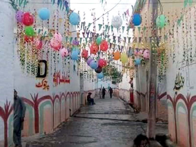 balloons and painted walls add colour to the nowshera locality photo express balloons and painted walls add colour to the nowshera locality photo express