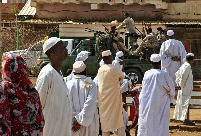members of sudan 039 s security forces patrol as muslim worshippers attend eid al fitr prayers photo afp members of sudan 039 s security forces patrol as muslim worshippers attend eid al fitr prayers photo afp