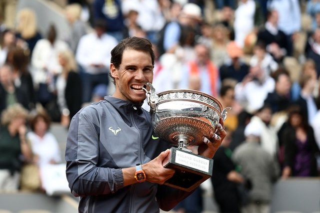 the world number two also took his paris record to an astonishing 93 wins and just two losses having previously won the title in 2005 2008 2010 2014 2017 and 2018 photo afp