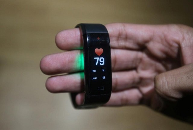 an employee displays the goqii vital activity tracker at their office in mumbai india june 3 2019 picture taken on june 3 2019 photo reuters