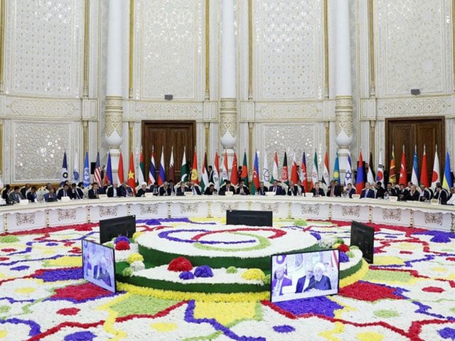 participants listen to iranian president hassan rouhani who is seen on screens during the conference on interaction and confidence building measures in asia cica in dushanbe tajikistan june 15 2019 photo reuters participants listen to iranian president hassan rouhani who is seen on screens during the conference on interaction and confidence building measures in asia cica in dushanbe tajikistan june 15 2019 photo reuters