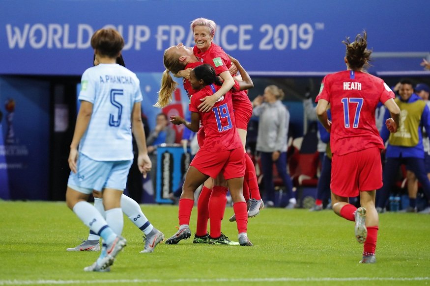 alex morgan led the way for the usa in their opening match by scoring five times a feat only previously achieved in a world cup game by her compatriot michelle akers photo afp