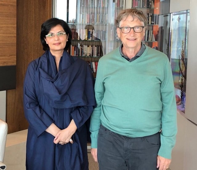 polio eradication program routine immunisation also discussed in meeting between dr sania nishtar and bill gates in seattle photo express