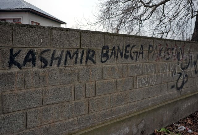 graffiti on a wall reading quot kashmir will become pakistan quot is pictured in pinglan village in occupied kashmir 039 s pulwama district march 23 2019 photo reuters graffiti on a wall reading quot kashmir will become pakistan quot is pictured in pinglan village in occupied kashmir 039 s pulwama district march 23 2019 photo reuters