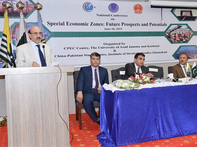 ajk president sardar masood khan addresses a conference in islamabad on tuesday photo nni