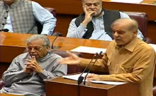 leader of the opposition shehbaz sharif addressing post budget na session photo screengrab leader of the opposition shehbaz sharif addressing post budget na session photo screengrab