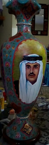 prominent artist hanif khan made portrait on vase made with camel 039 s skin photo express prominent artist hanif khan made portrait on vase made with camel 039 s skin photo express