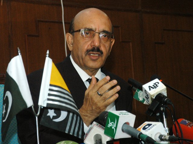 ak president sardar masood khan says enemies hatching conspiracies to keep the country deprived of dividends of development and prosperity photo express file