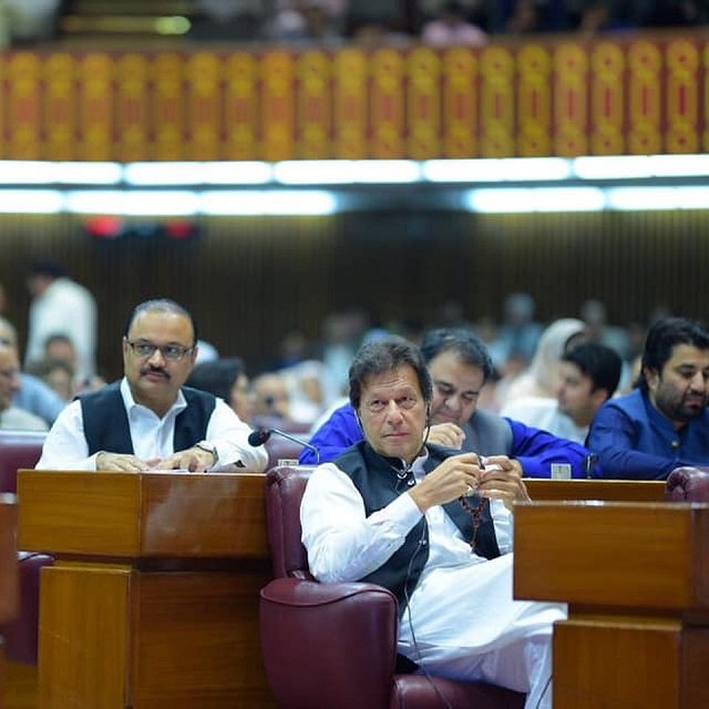 prime minister imran khan at the national assembly federal budget session on june 11 2019 photo instagram imrankhan pti