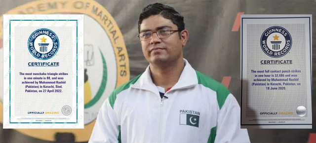 pakistan s rashid naseem sets world record by crushing 39 cans in 30 seconds pakistan s rashid naseem sets world record by crushing 39 cans in 30 seconds