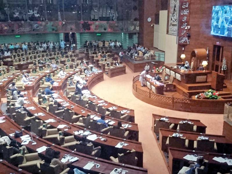 opposition leader firdous shamim naqvi addresses the assembly on the last day of the budget session in the sindh assembly the opposition has been criticising the budget while the treasury members say it is balanced photo ppi
