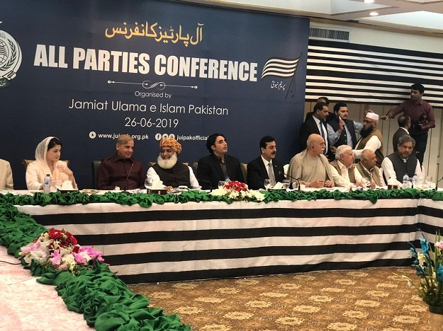 opposition leaders attend an all parties conference in islamabad photo express