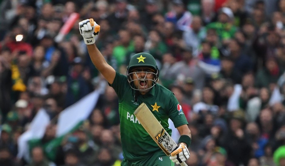 man of the match babar was the star of the show scoring a measured 101 off 127 balls in front thousands of fanatical fans in birmingham as pakistan surpassed new zealand 039 s total of 237 for six in the final over photo afp