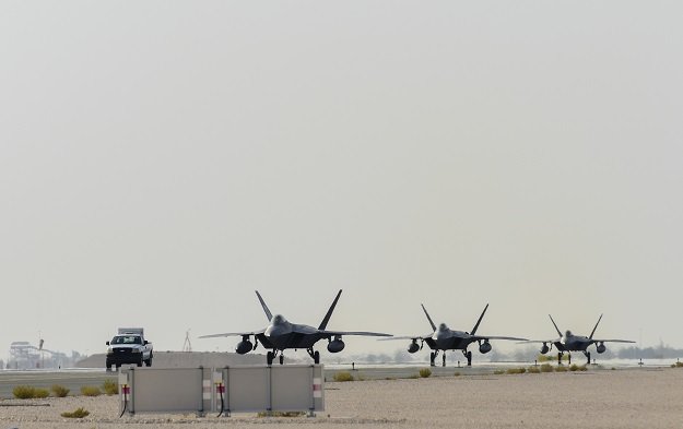 us air force f 22 raptors arrive at al udeid air base in qatar on june 27 2019 photo us afcent