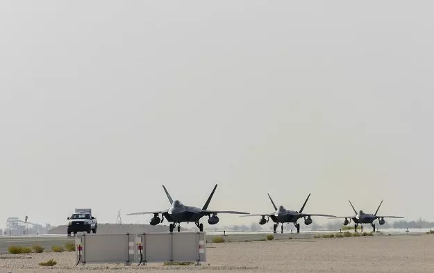 us air force f 22 raptors arrive at al udeid air base in qatar on june 27 2019 photo us afcent us air force f 22 raptors arrive at al udeid air base in qatar on june 27 2019 photo us afcent