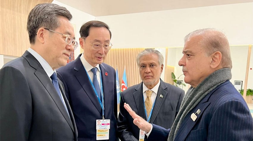 pm shehbaz sharif right met chinese vice premier ding xuexiang left on the sidelines of cop29 climate action summit in baku azerbaijan on november 13 2024 photo radio pakistan