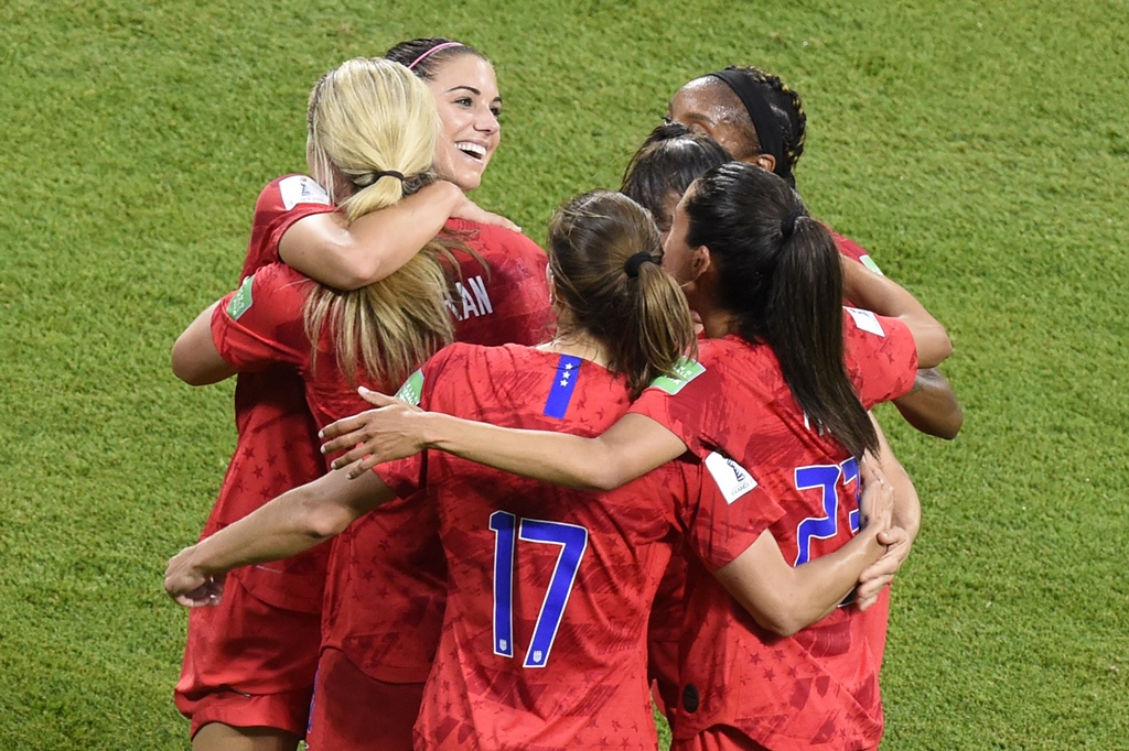 game changer morgan wore the captain 039 s armband on her 30th birthday as she headed home lindsey horan 039 s cross in the 31st minute for the deciding goal in a 2 1 victory photo afp