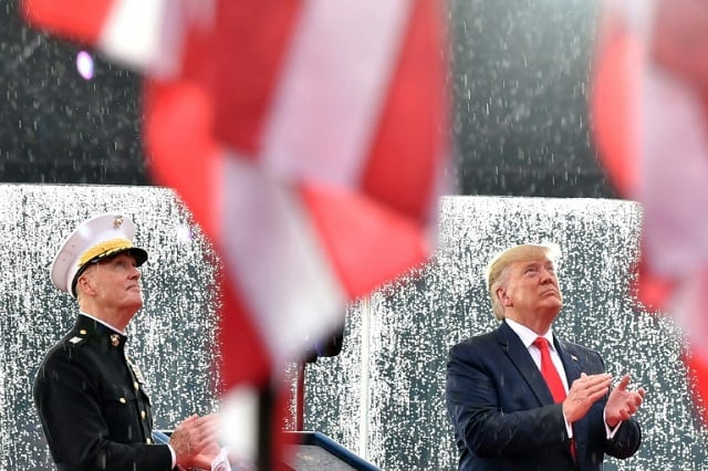 us president donald trump r seen here with joint chiefs of staff chairman general joseph dunford praised the us military photo afp us president donald trump r seen here with joint chiefs of staff chairman general joseph dunford praised the us military photo afp
