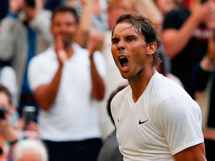 nadal 039 s pleasure was evident when he sealed the match against a man he had accused of lacking respect for the sport as he fist pumped and jumped in the air yelling to his camp seated on centre court photo afp