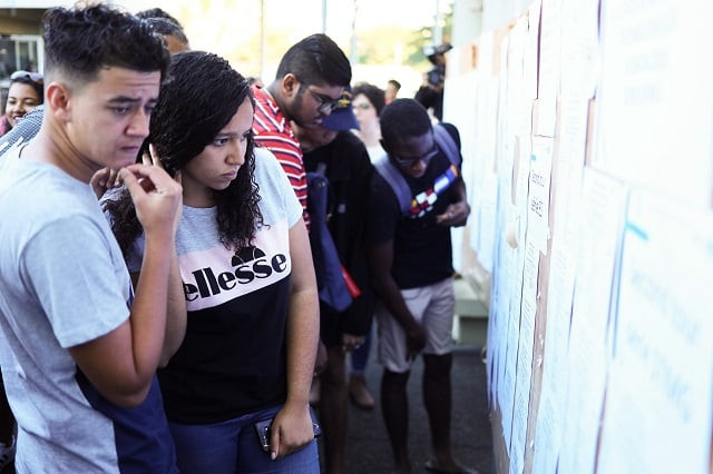 students react as they check the results of the baccalaureate exam photo afp students react as they check the results of the baccalaureate exam photo afp