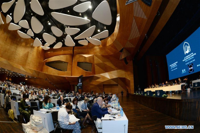 photo taken on july 5 2019 shows a scene of the 43rd session of the unesco world heritage committee in baku azerbaijan china 039 s migratory bird sanctuaries along the coast of the yellow sea bohai gulf phase i were inscribed to the world heritage list as a natural site on friday at the ongoing 43rd session of the unesco world heritage committee in baku photo xinhua photo taken on july 5 2019 shows a scene of the 43rd session of the unesco world heritage committee in baku azerbaijan china 039 s migratory bird sanctuaries along the coast of the yellow sea bohai gulf phase i were inscribed to the world heritage list as a natural site on friday at the ongoing 43rd session of the unesco world heritage committee in baku photo xinhua