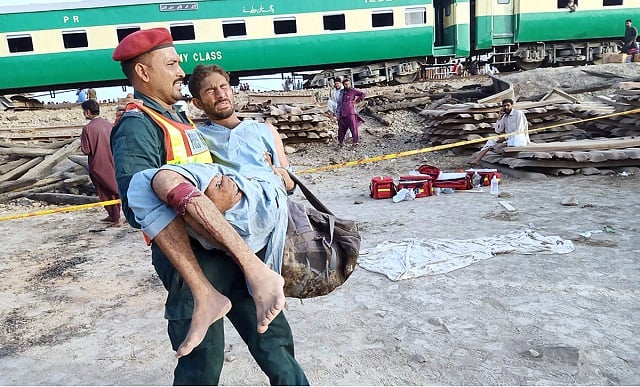 quetta bound akbar express crashes into freight train parked at walhar station photo app