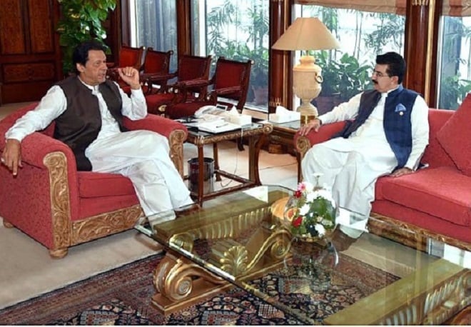 sadiq sanjrani meets prime minister imran khan photo app file