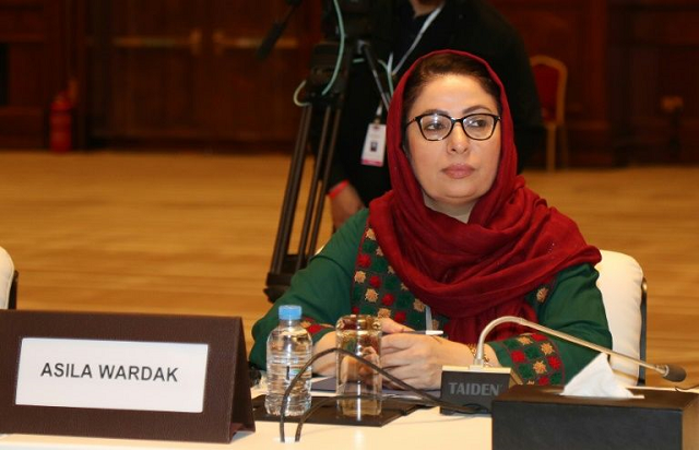 asila wardak a member of afghanistan high peace council that is part of the peace and reintegration program to speak to members of the taliban attends the intra afghan dialogue talks in the qatari capital doha on july 7 2019 photo afp asila wardak a member of afghanistan high peace council that is part of the peace and reintegration program to speak to members of the taliban attends the intra afghan dialogue talks in the qatari capital doha on july 7 2019 photo afp