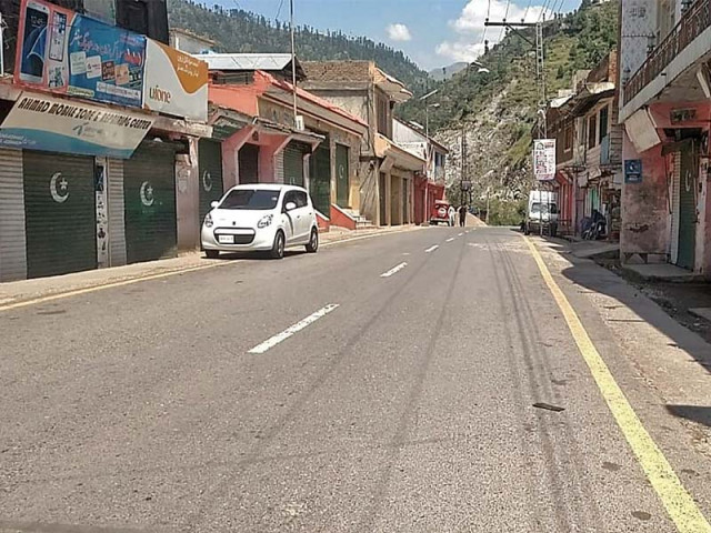 the main bazaar of the tourist town of alipuri is shut during the strike on saturday photo express