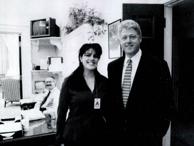 a photograph showing former white house intern monica lewinsky meeting president bill clinton at a white house function submitted as evidence in documents by the starr investigation and released by the house judicary committee september 21 1998 afp file a photograph showing former white house intern monica lewinsky meeting president bill clinton at a white house function submitted as evidence in documents by the starr investigation and released by the house judicary committee september 21 1998 afp file