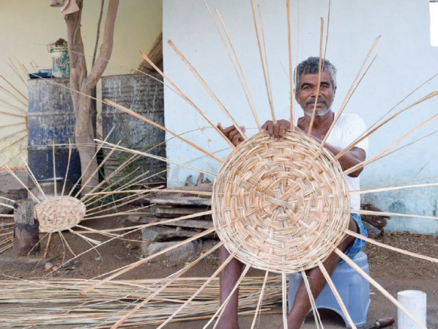 a worker weaves baskets with twigs known as khari photo express a worker weaves baskets with twigs known as khari photo express