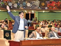 cm murad ali shah speaks in the sindh assembly as the debate on the provincial budget concluded on monday photo express