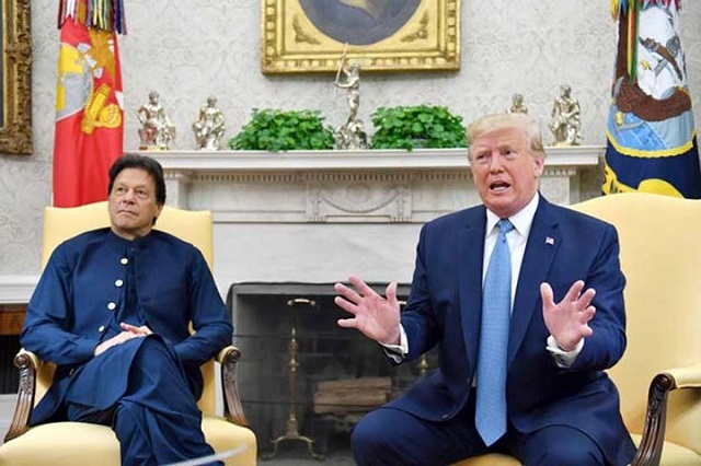 a view of pm imran and us president donald trump in the oval office photo reuters