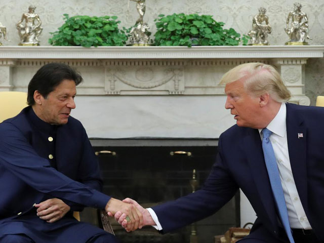 us president donald trump greets pakistan s prime minister imran khan in the oval office at the white house in washington on july 22 photo reuters