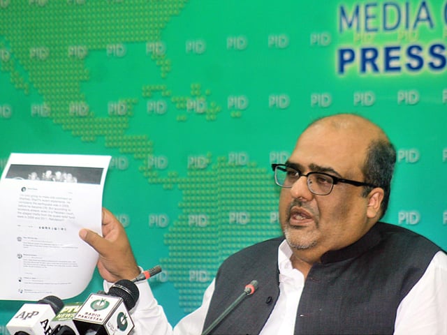 pm 039 s adviser on accountability shahzad akbar addresses a news conference at pid in islamabad photo nni