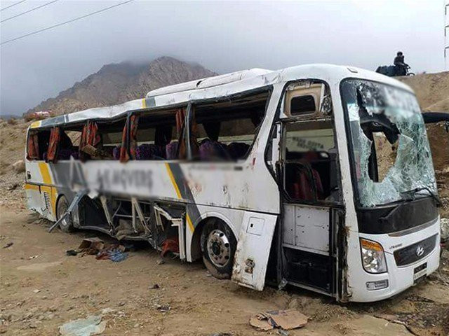 accident occurred after the over speeding bus overturned and fell in a ditch in gujjar area photo express accident occurred after the over speeding bus overturned and fell in a ditch in gujjar area photo express