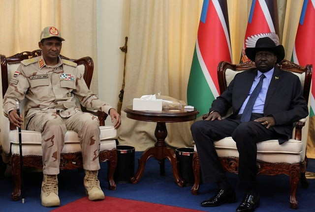 deputy head of sudanese transitional military council mohamed hamdan dagalo meets south sudanese president salva kiir in juba south sudan photo reuters deputy head of sudanese transitional military council mohamed hamdan dagalo meets south sudanese president salva kiir in juba south sudan photo reuters