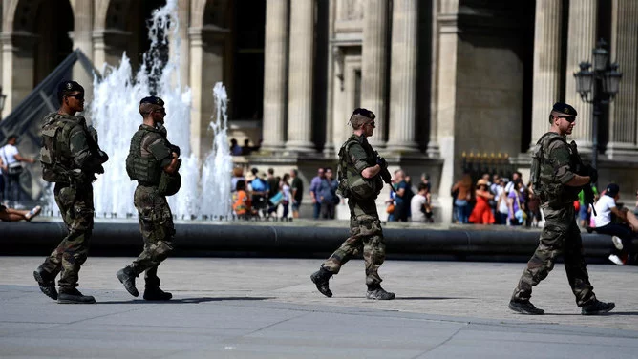 this picture shows soldiers on patrol in paris photo afp