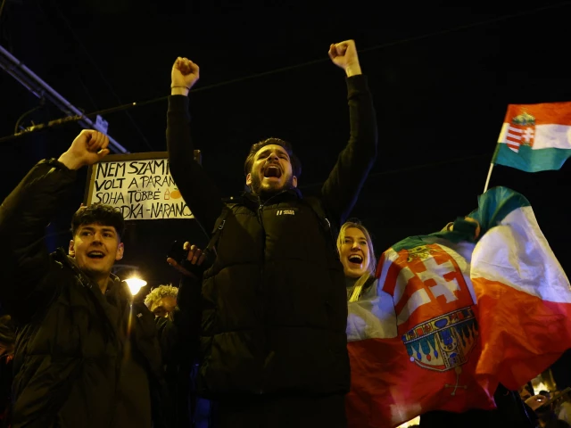 people celebrate following partial results on the day of the hungarian parliamentary election in budapest hungary april 13 2026 photo reuters people celebrate following partial results on the day of the hungarian parliamentary election in budapest hungary april 13 2026 photo reuters