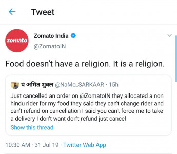 india police warn hindu for rejecting muslim delivery driver india police warn hindu for rejecting muslim delivery driver