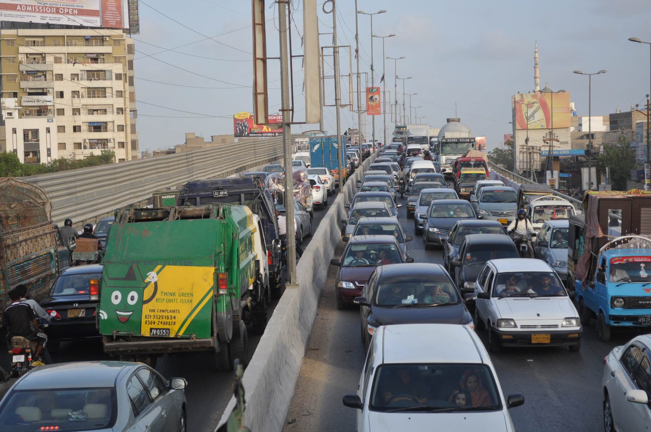 severe traffic congestions reported from qayumabad chowrangi and korangi road among other areas photo irfan ali express